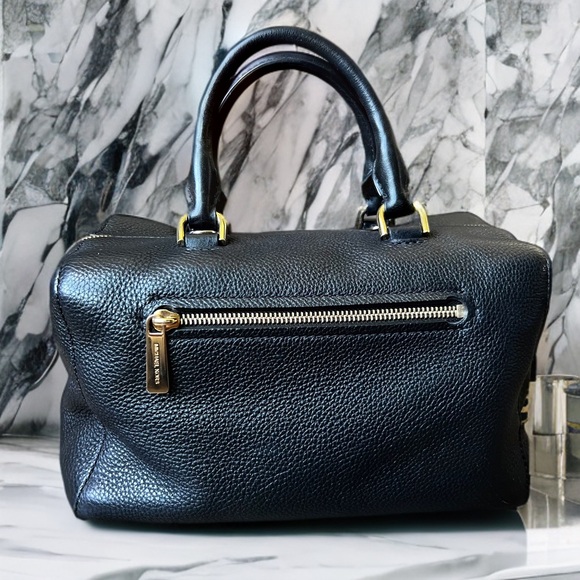 Michael Kors Kirby Leather Satchel Shoulder Bag BLACK Purse - Picture 3 of 6